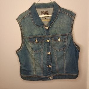 WAX Jean ™  Vest Jacket w/ Stretch Denim - By Together Apparel Plus Size 1X